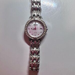 Seiko Women's Silver and White Watch